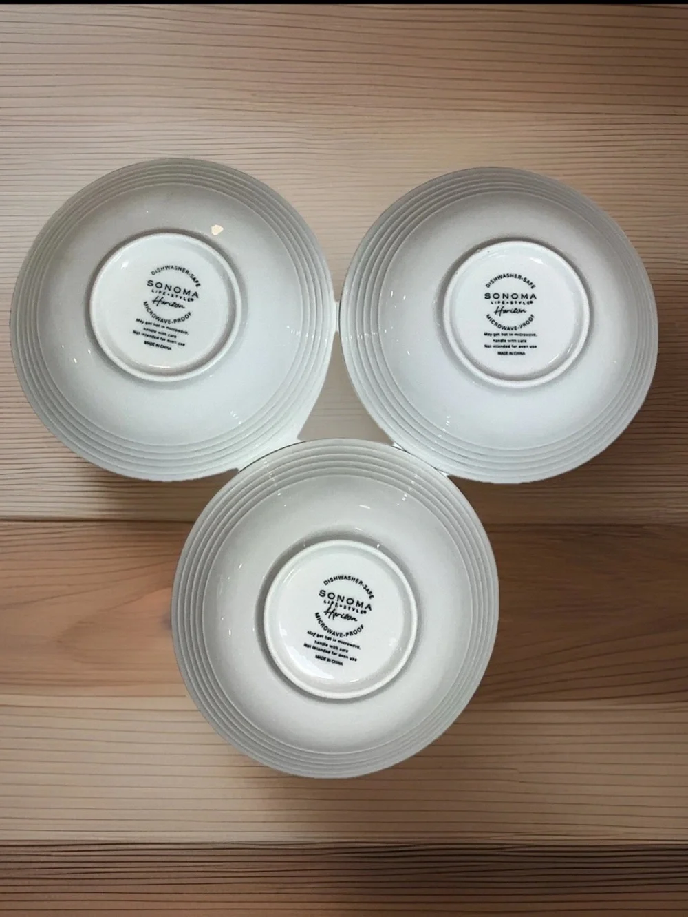 Lot of 3 Williams Sonoma Life + Style Horizon White Ribbed Cereal Bowls NEW